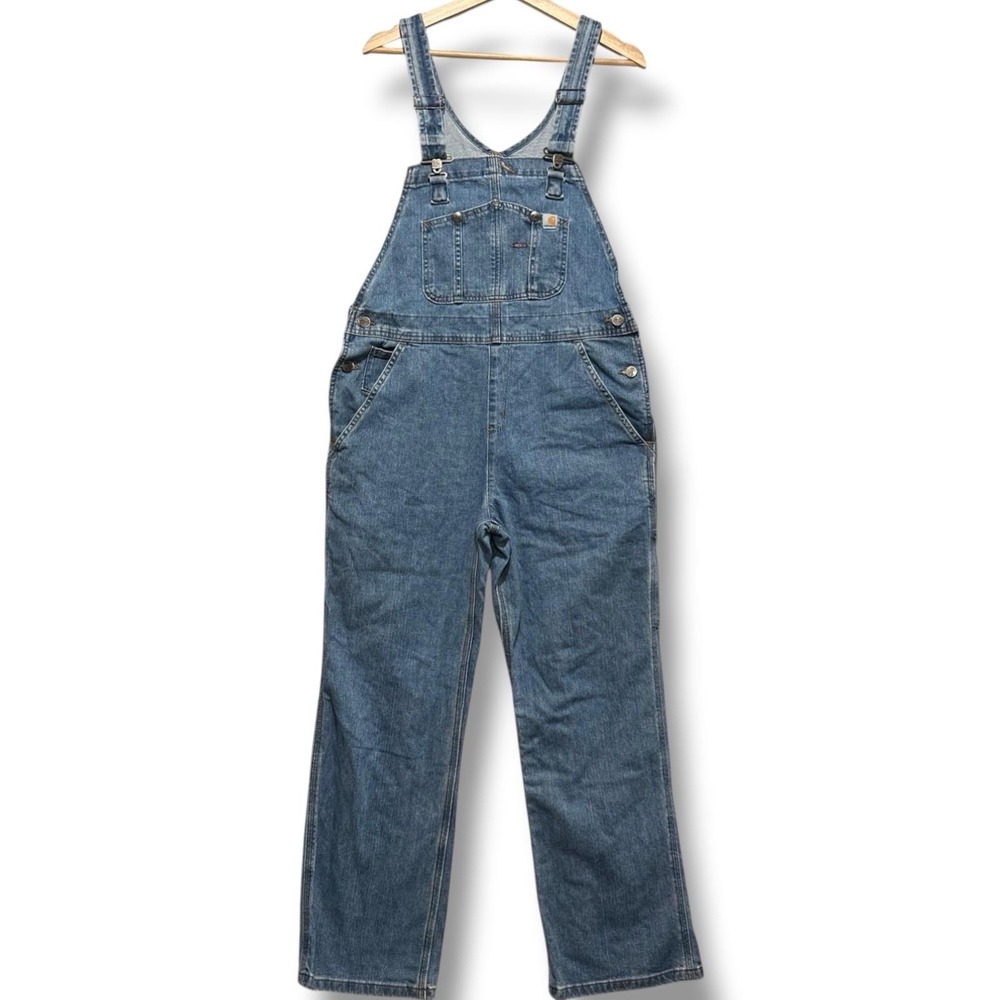Carhartt Overalls Womens M(8/10) Blue Denim Bib‎ Carpenter Workwear Jeans Pants